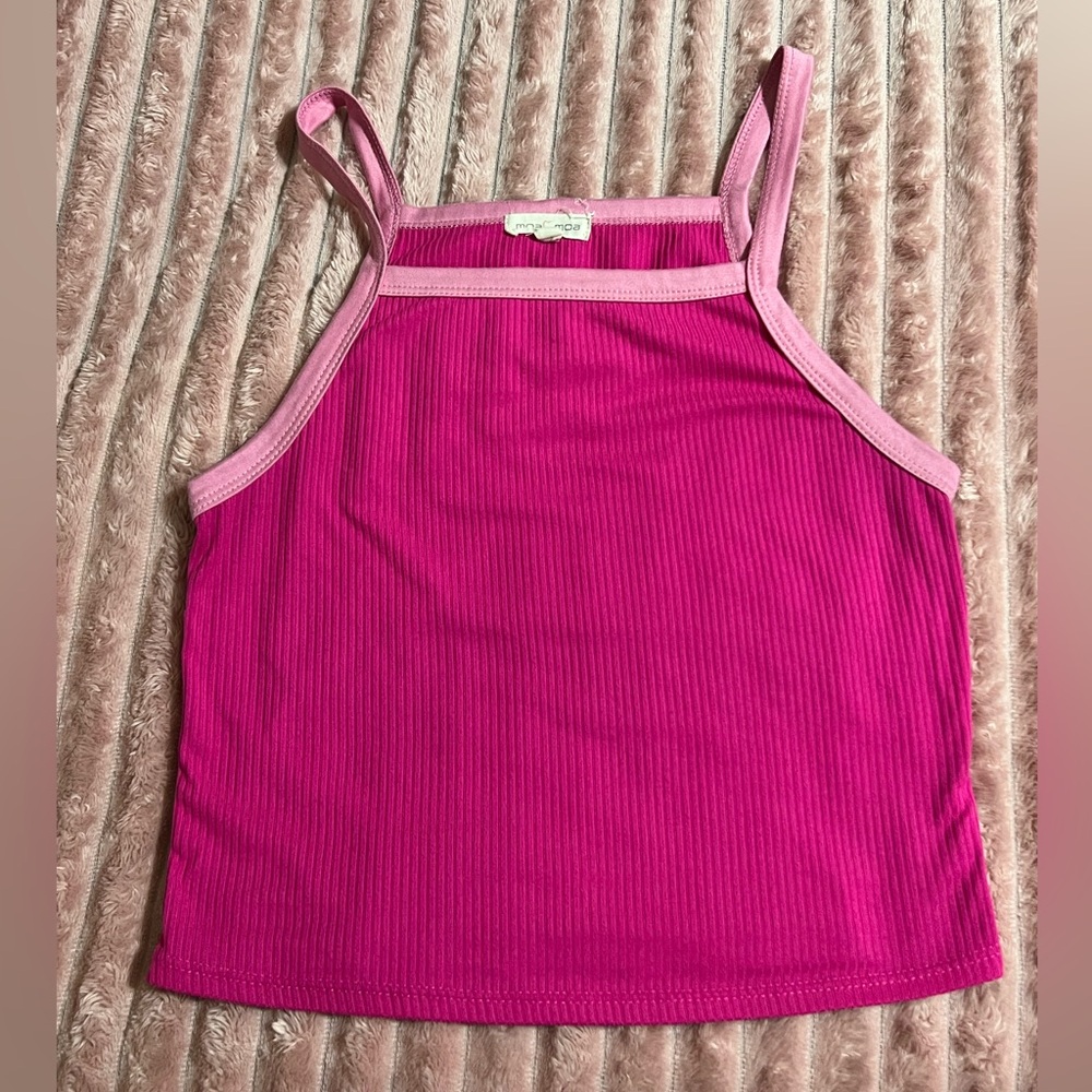 Moa Moa Fuchsia Ribbed Tank Top